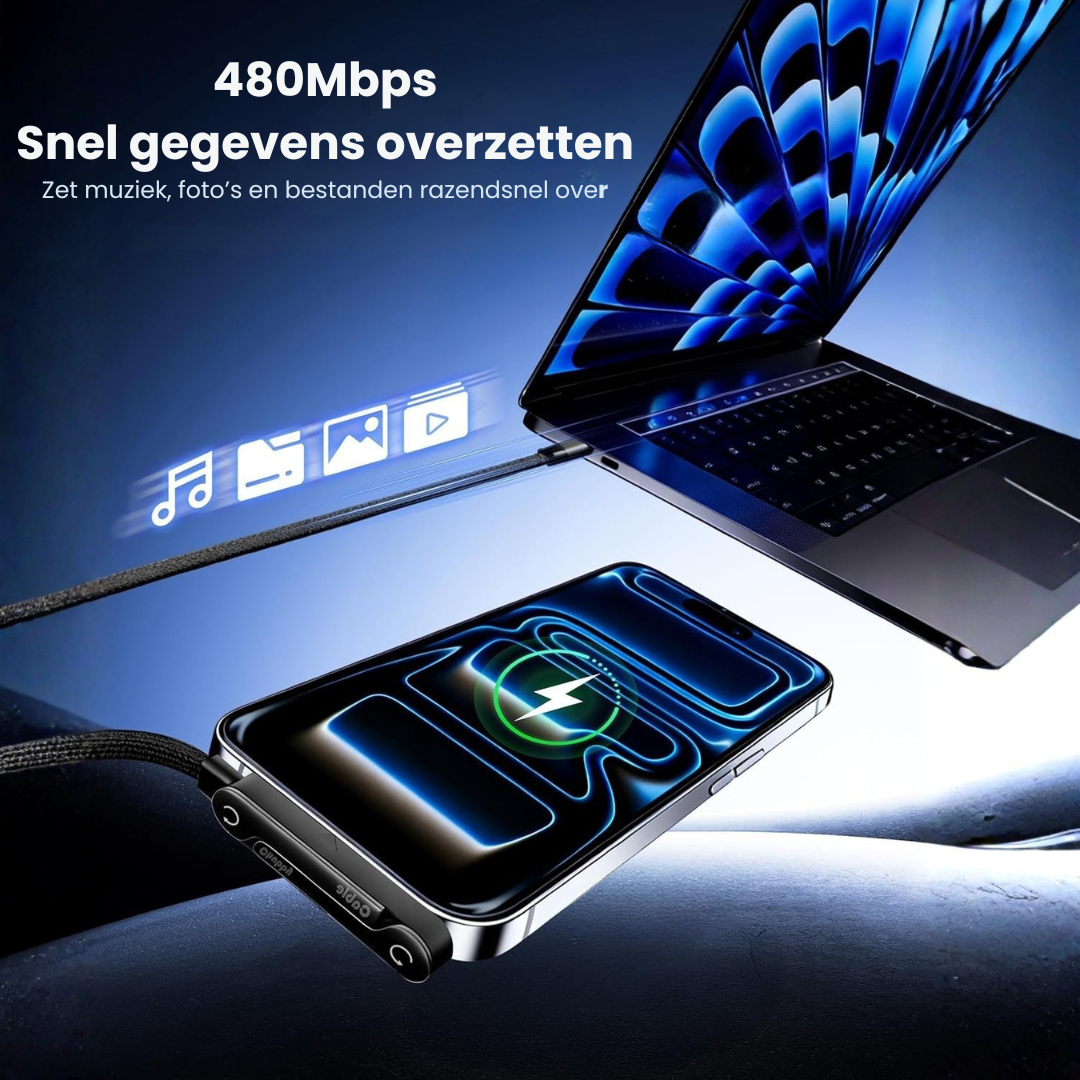 USB-C snellader met telefoonstandaard